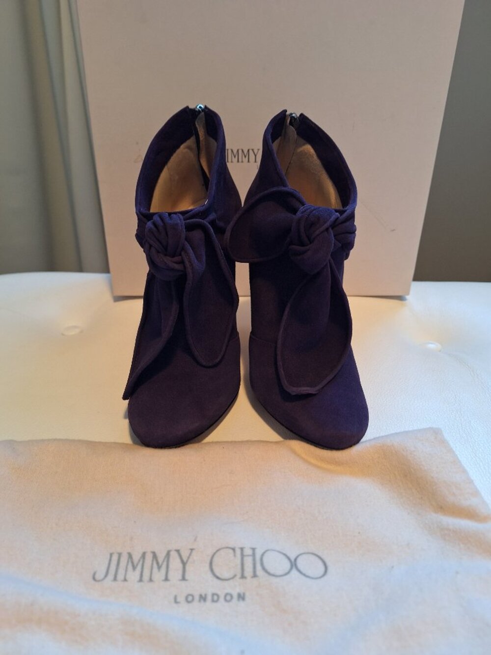 Jimmy Choo Colorblock heel purple suede booties - Picture 13 of 16
